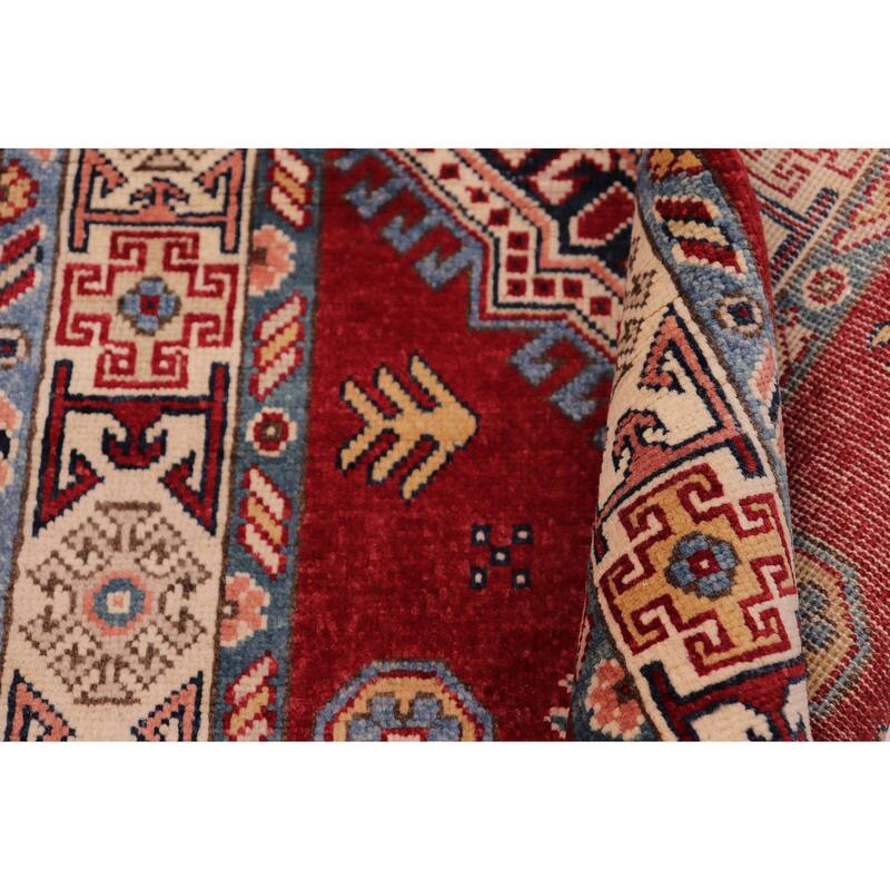 Southwestern Super Kazak Soleil Red/Beige Hand Knotted Wool Runner - 2'7'' x 9'6''