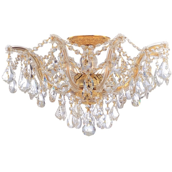 slide 1 of 1, Maria Theresa 5 Light Clear Crystal Gold Semi-Flush - 19'' W x 11.5'' H 19'' W x 11.5'' H