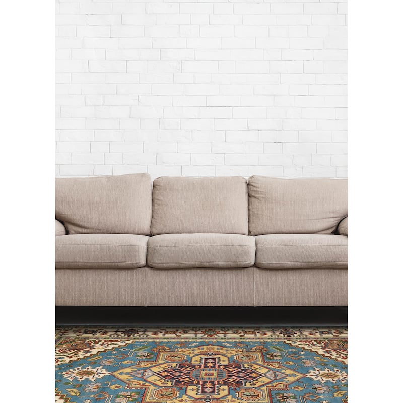 ECARPETGALLERY Hand-knotted Serapi Heritage Light Denim Blue Wool Rug - 8'9 x 11'11