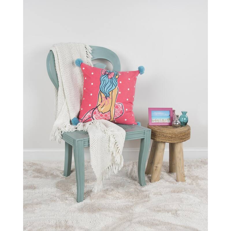 Simply Southern Print with Embroidery Cotton Throw Pillow