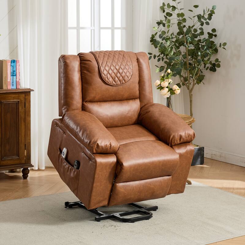 PU Leather Power Lift Recliner - Electric Heat & Massage Chair, Remote Control, Wide Seat - Elderly Comfort Assistive Recliner