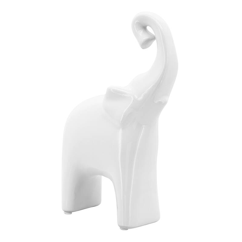 Sagebrook Home Ceramic Elephant Figurine - 6" x 3" x 11" - White