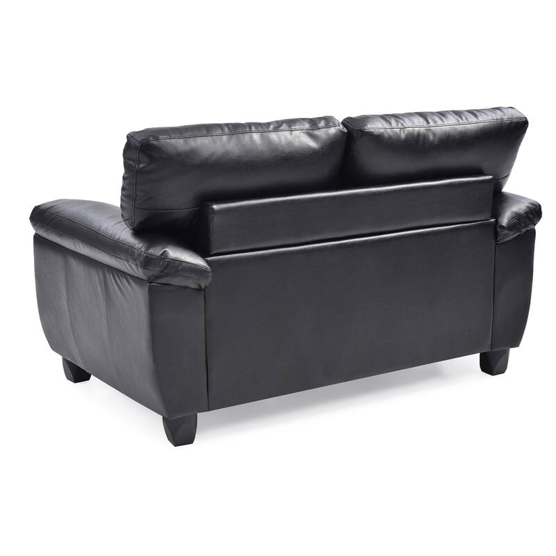 Flared Arm Faux Leather Tufted Straight Sofa - 57" - Black