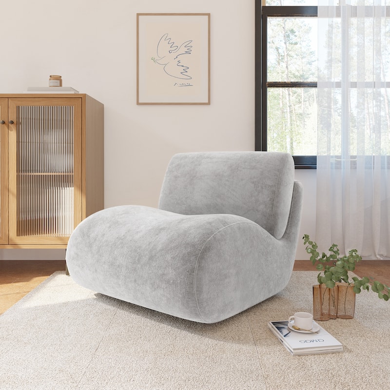 UIXE 33" Swivel Upholstered Aceent Chair Comfy Slipper Chair