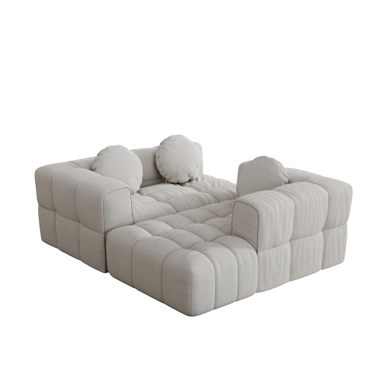 103" L-Shaped Chenille Sectional Sofa with Right Recliner & Pillows