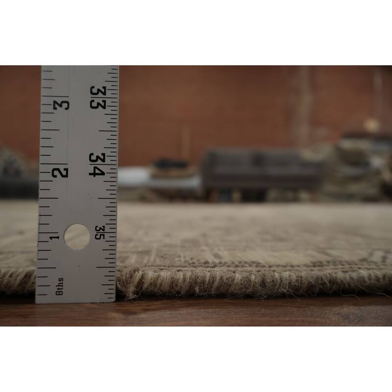 Hand Knotted Oriental 100% Wool Carpet Traditional Floral Beige & Ivories Tabriz Area Rug - 9' 8'' X 6' 5''