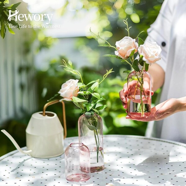 Glass Bud Vases for Flowers - Blown Modern Small Glass Vases for