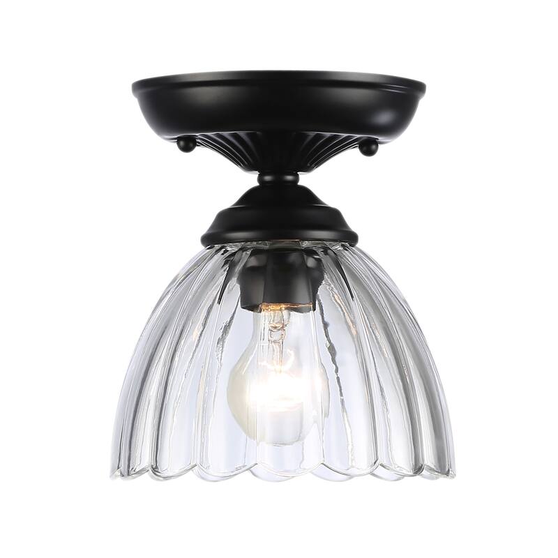 Golden Lighting 6952-SF7 CLR Audra 7" Wide Semi-Flush Ceiling Fixture - Matte Black