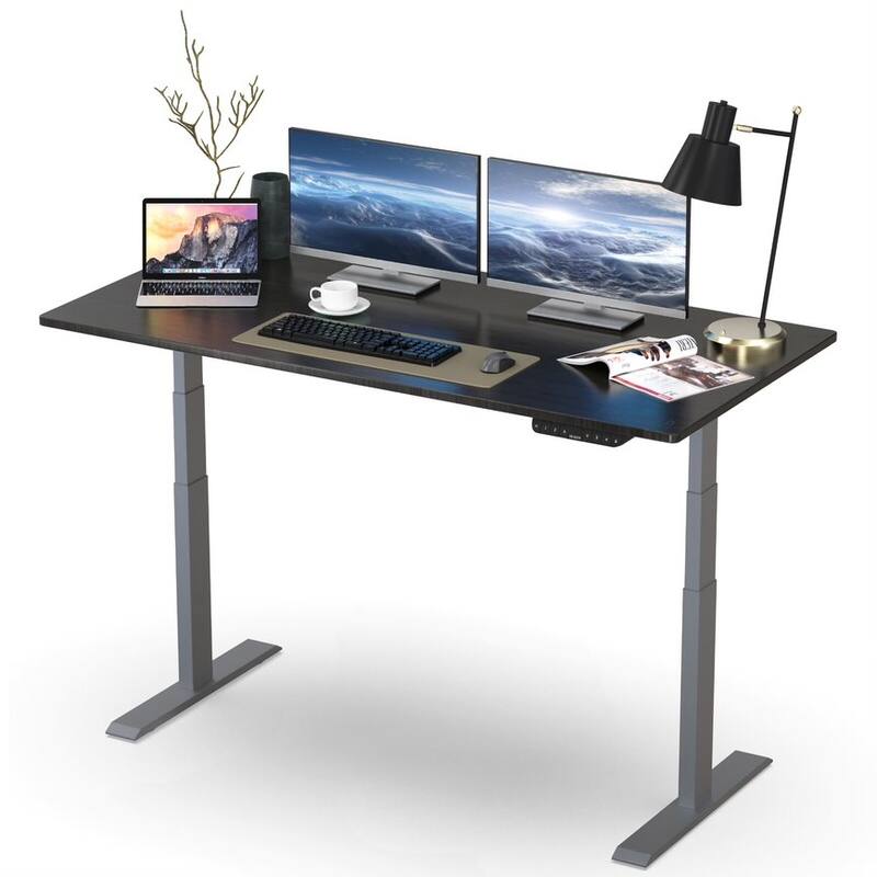 Rise Up Dual Motor Electric Standing Desk 60x30 1-pc Black Desktop