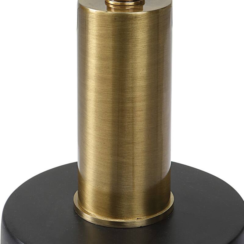 Accent Table with Glass Top - 23.75" - Black and Brass Finish
