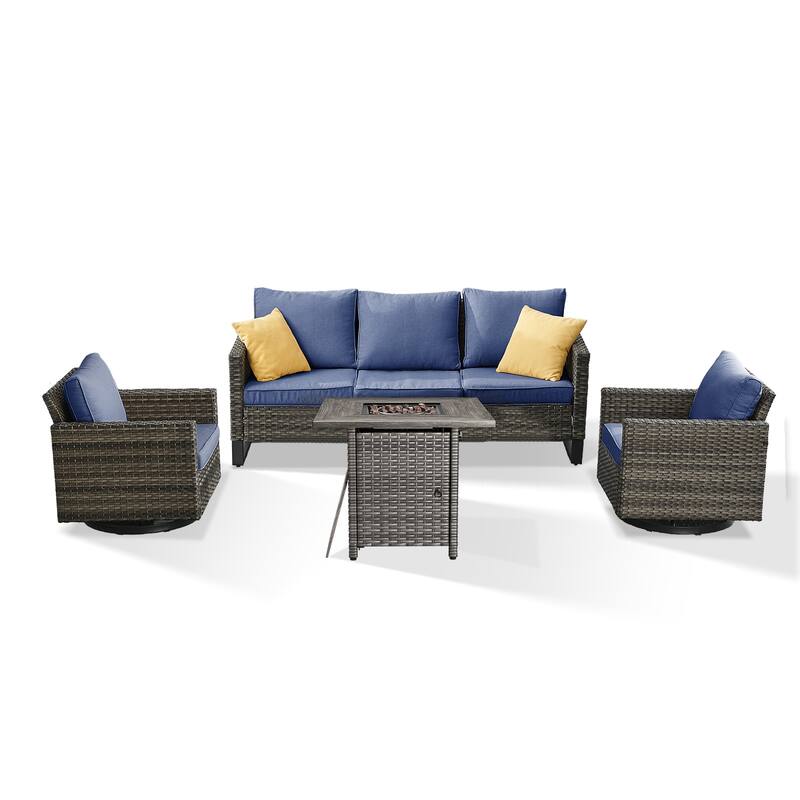 Outdoor Pocassy Sofa Chairs Set with Fire Table