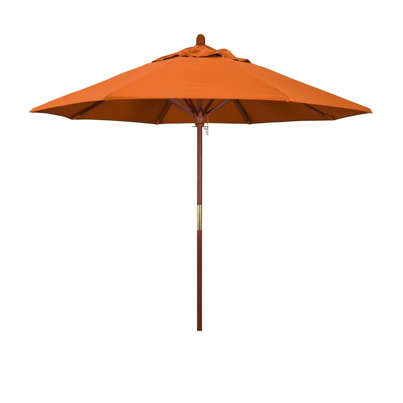 California Umbrella 9' Round Marenti Wood Frame Patio Umbrella with Pacifica Fabric, Base Not Included - Tuscan