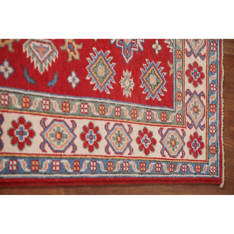 Geometric Kazak Runner Rug Handmade Oriental Wool Carpet - 2'8" x 7'9"