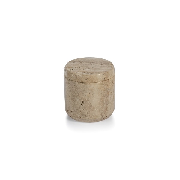 slide 2 of 4, Scotia Travertine Marble Lidded Canister - Beige