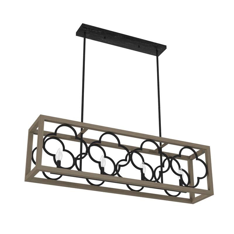 Hunter Gablecrest 4-Light Linear Chandelier - Kitchen Island, Dining Room - Modern Farmhouse, French Country, Distressed
