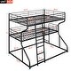 preview thumbnail 5 of 11, Industrial Concise Style Full XL over Twin XL over Queen Size Triple Bunk Bed,Metal Bed with Two Size Ladder on Each Side