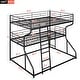 preview thumbnail 17 of 23, Triple Metal Bunk Bed with Stairs & Guardrails - Full/Twin/Queen
