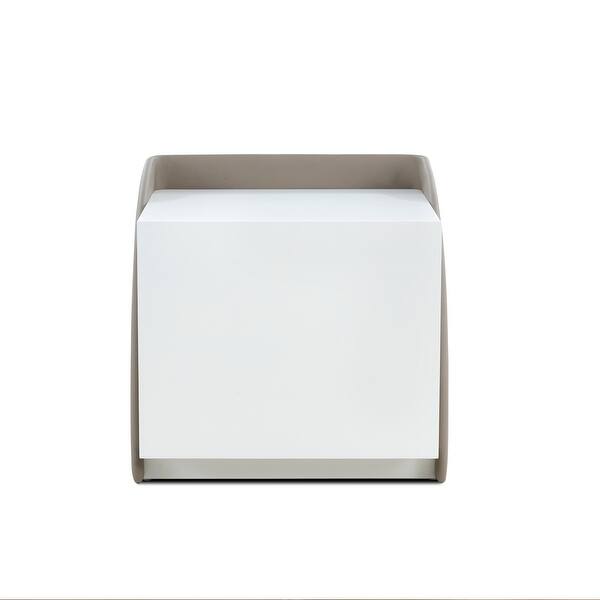 White Matte Spray Paint Bedside Table Coffee Side Table Accent End Table with 2 Wood Storage