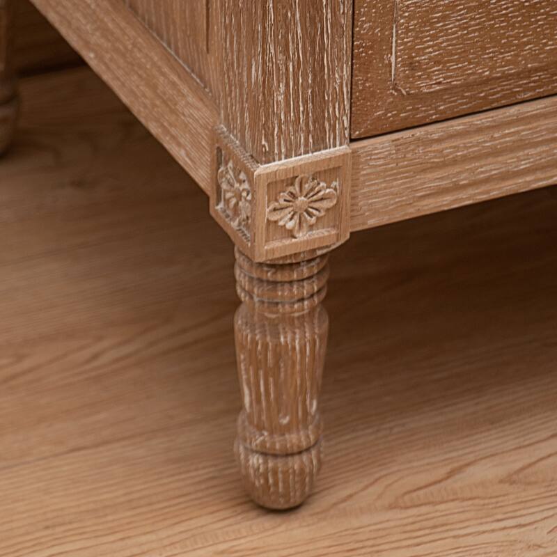 VredHom Oak Nightstand with 3 Drawers Bedside Table