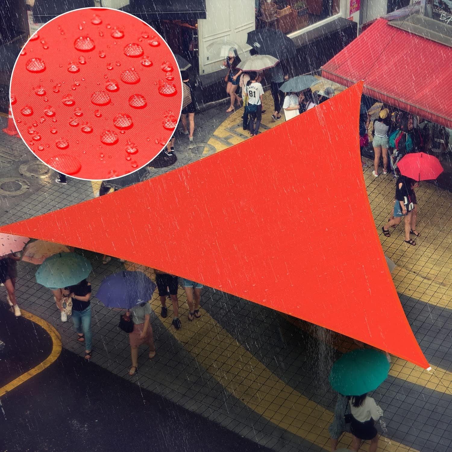 Custom 18' x 18' x 18' Waterproof Red Triangle Sun Shade Sail, UPF50+, 98% UV Block, Outdoor Patio Shade