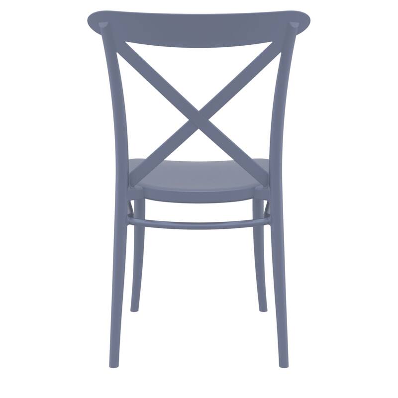 34.25" Gray Patio Cross Armless Dining Chair