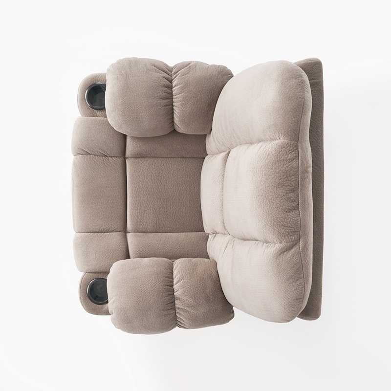 Brown Elegant Fabric Manual Recliner Chair with Dual Cup Holders, Spacious Dimensions for Max Comfort