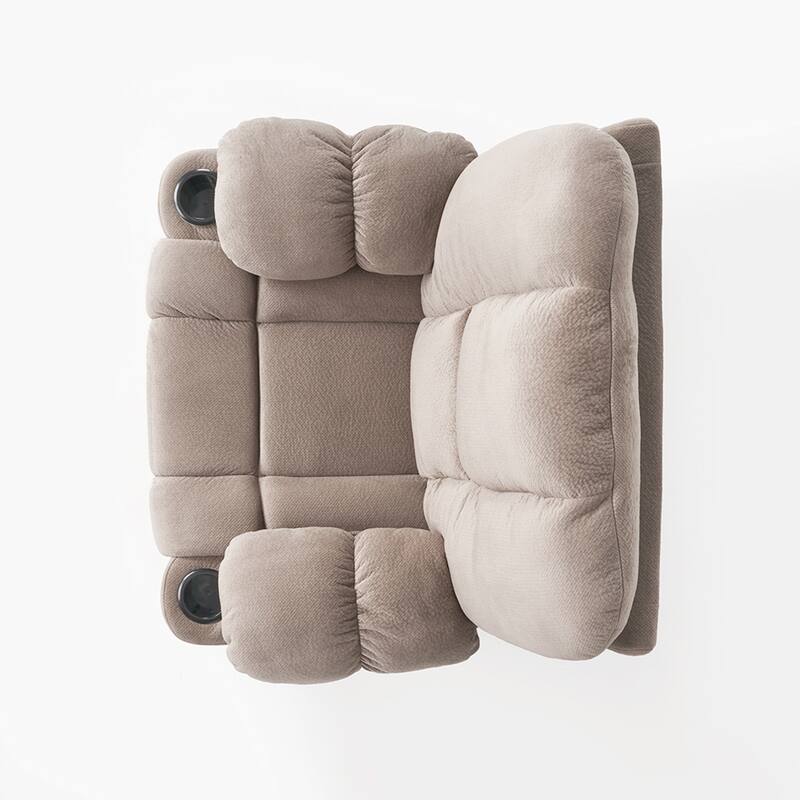Stylish Manual Recliner with Soft Fabric Upholstery, Plush Padding, and Dual Cup Holders