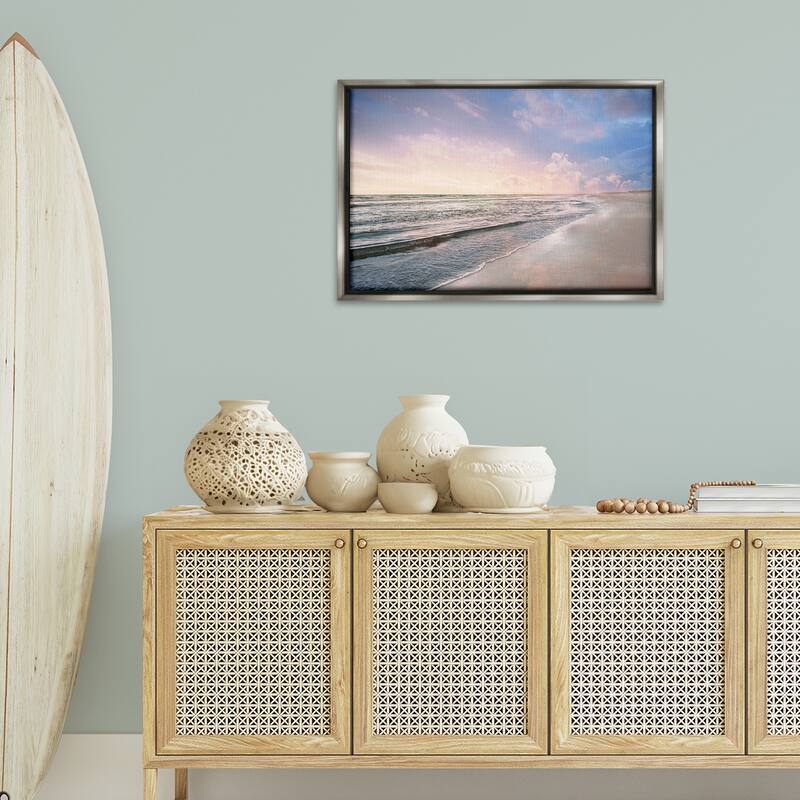 Stupell Receding Beach Shore Framed Floater Canvas Wall Art Design By Natalie Carpentieri