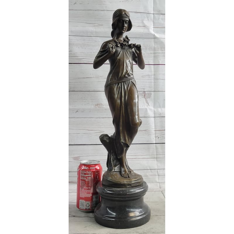Jean Patoue Art Nouveau Female Personifying Spring Bronze Sculpture Statue Decor