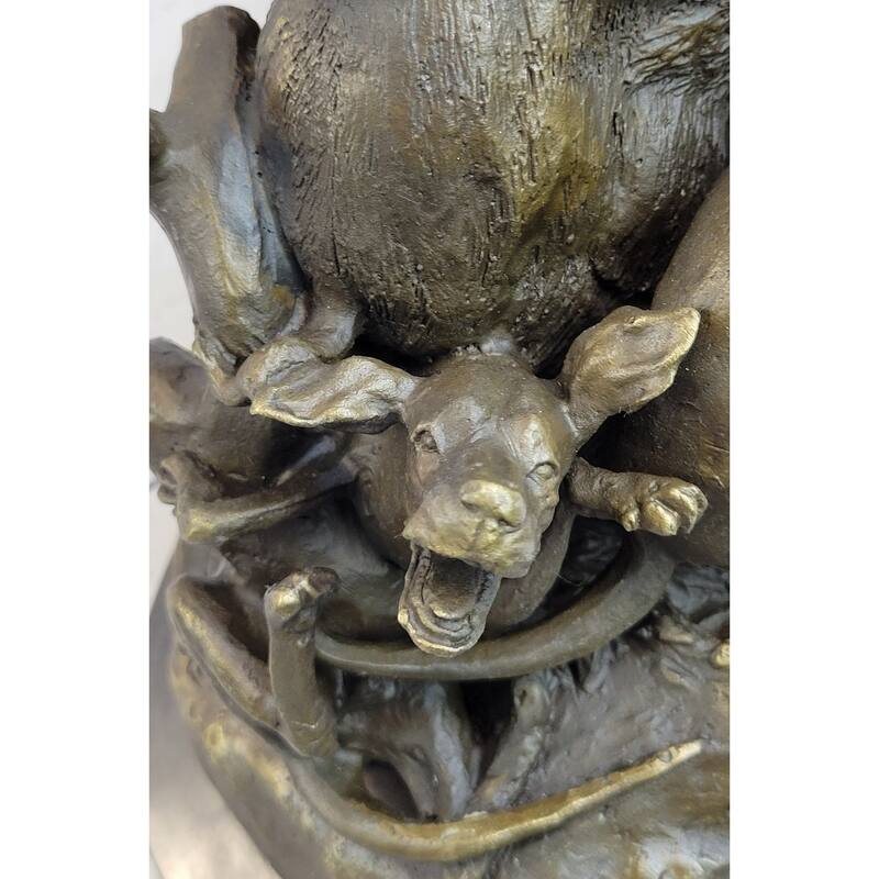 Handmade Vintage Lecourtier Wild Boar Dogs Bronze Sculpture Figurine Figure