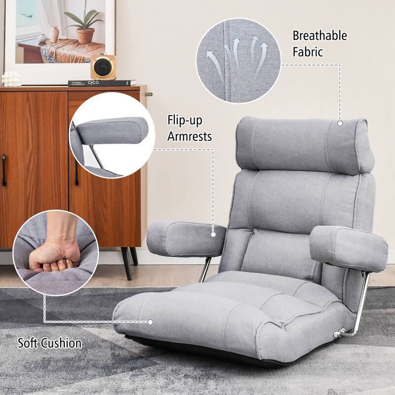 Costway Adjustable Lazy Sofa with Stepless Adjustable Back & - See Details
