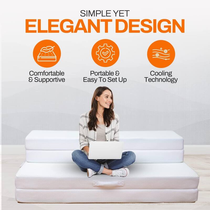 Cheer Collection 4" Folding Sofa Bed with 1" Gel Infused Memory Foam