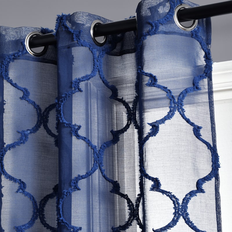 Lush Decor Avon Trellis Grommet Sheer Window Curtain Panel Pair