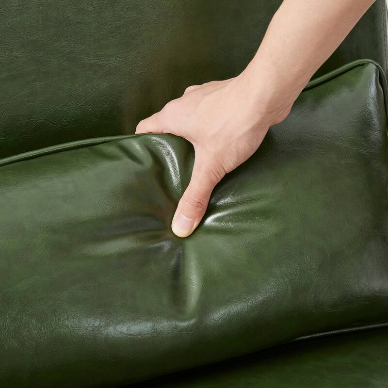 Glitzhome 30.75"H Mid-Century PU Leather Armchair with Ottoman Set