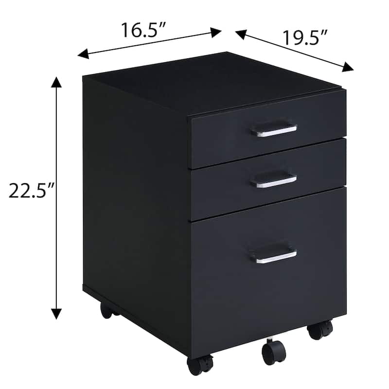 Anmytek Black 3-Drawer Mobile Rolling File Cabinet Under Desk Storage Organizer for Office Home