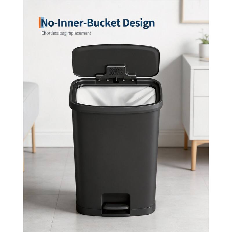 Metal Step-on Trash Can, with Lid