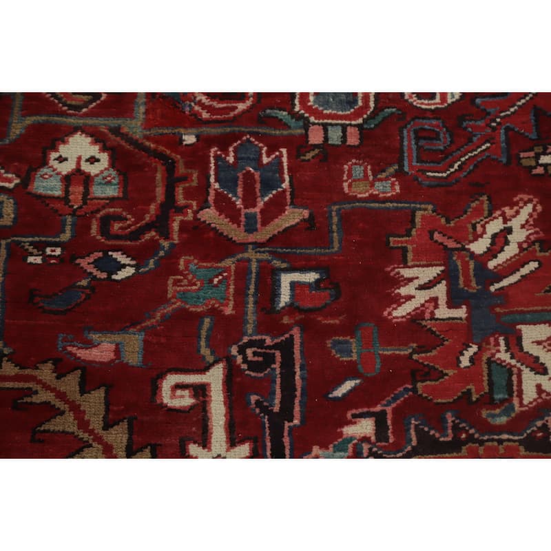 Hand Knotted Oriental 100% Wool Carpet Traditional Medallion Red Heriz Area Rug - 12' 2'' X 10' 0''