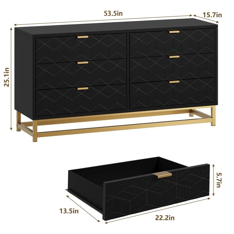 Dresser for Bedroom, 53.5" Large Drawer Dresser Organizer