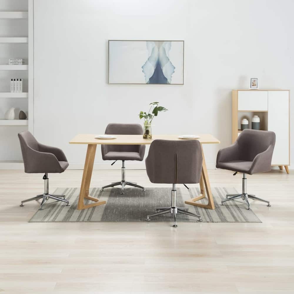 vidaXL Dining Chair 360 Degrees Swivel Accent Desk Chair with Arms Fabric - 21.7" x 20.9" x (30.7"-36.2")