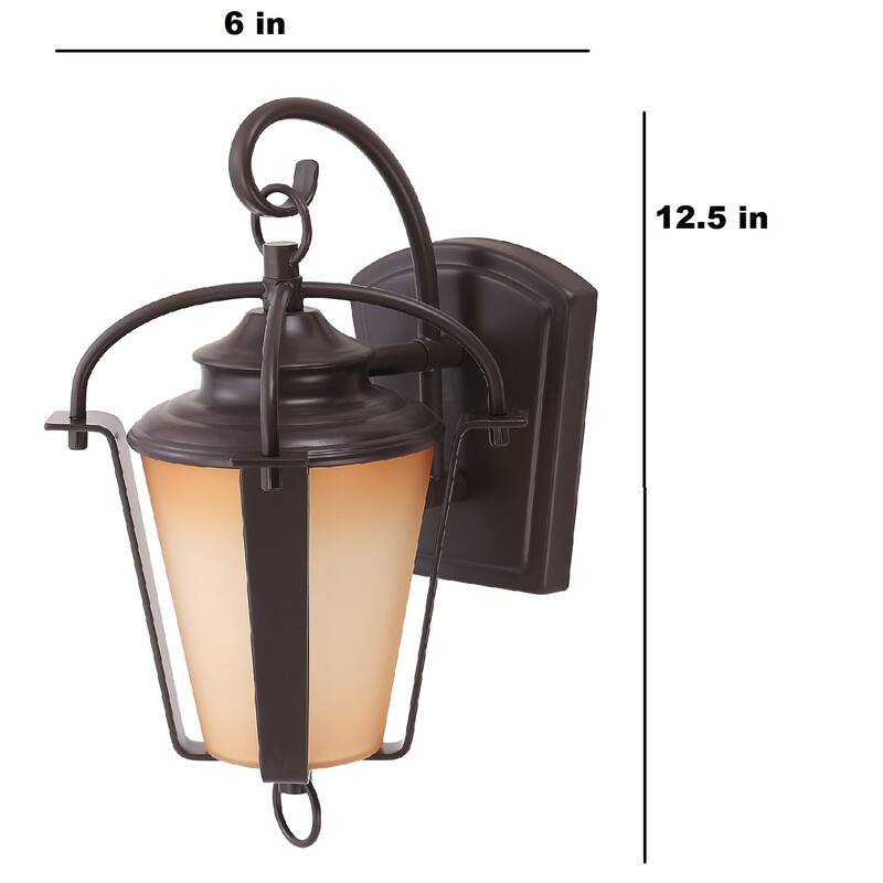 Sunlite 11.5 in. LED Alabaster Glass Wall Mount Outdoor Lantern Sconce with Antique Bronze - 11.5 in
