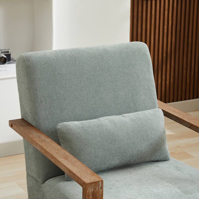30.3"W Swivel Modern Upholstered Accent Chair with Solid Wood Armrests