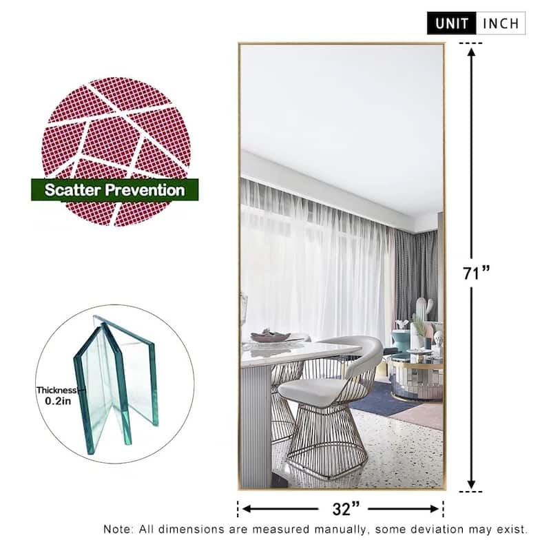 Modern Aluminum Alloy Thin Framed Full Length Floor Mirror