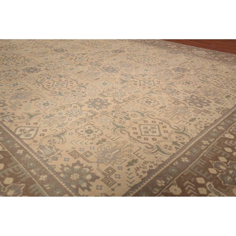 All-Over Tabriz Persian Vintage Area Rug Hand-Knotted Wool Carpet - 9'10" x 12'7"