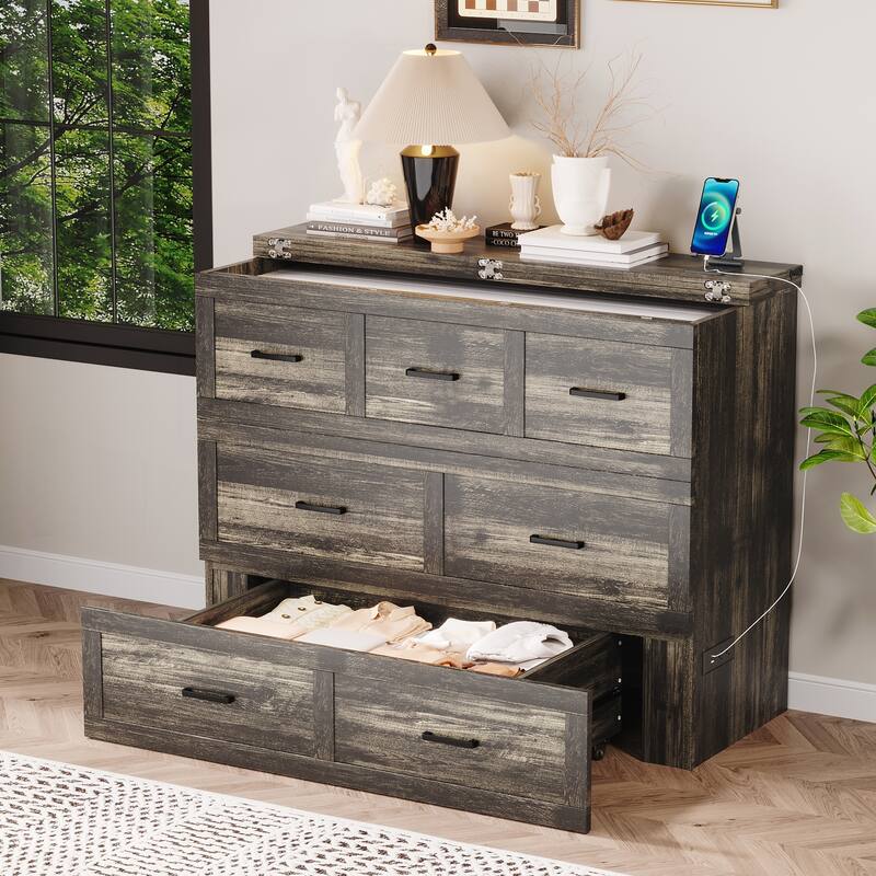 Murphy Bed Cabinet Full Size with Charging Station