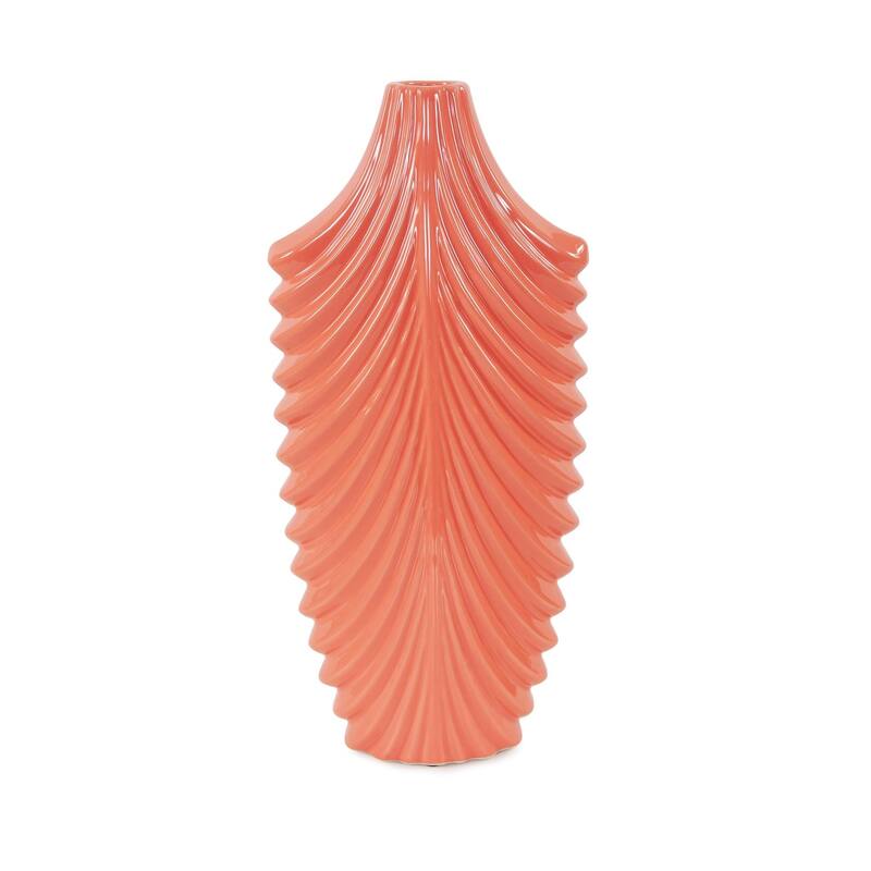 Allan Andrews Glossy Light Coral Textured Ceramic Vase
