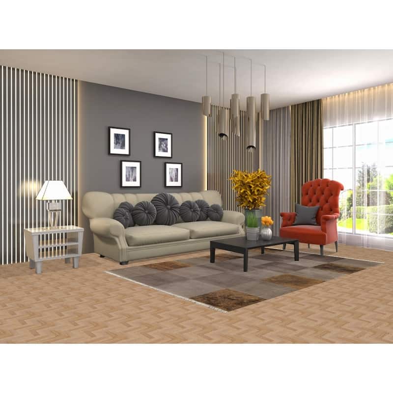 Checkered Vegetable Dye Nepalese Oriental Wool Area Rug Hand-knotted - 5'2" x 7'11"