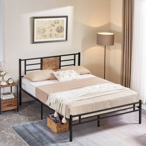 VECELO 3 Piece Queen Size Bedroom Set Platform Bed Frame and