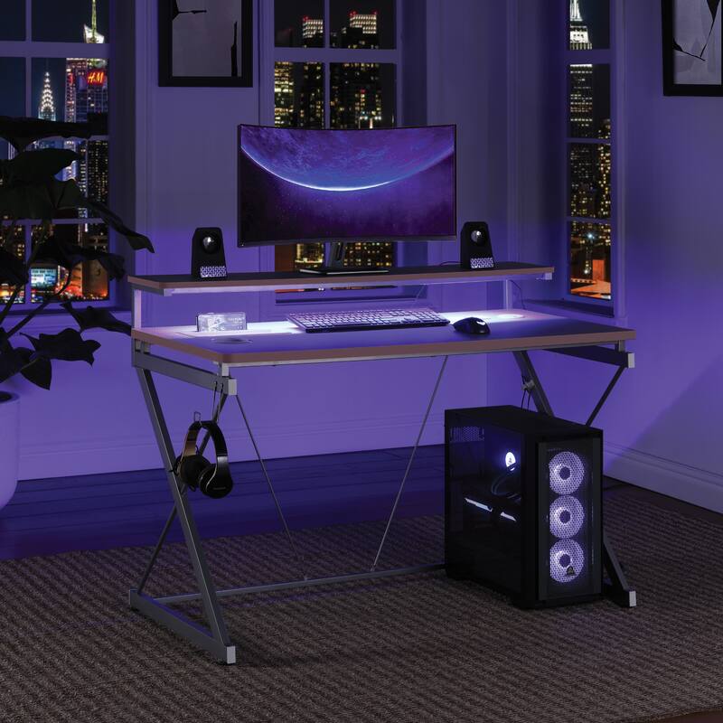 Emulator Battlestation Gaming Desk with RGB LED Lights