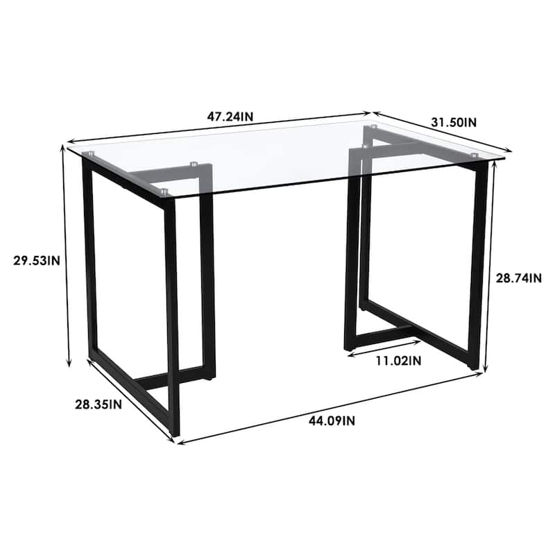 47.2 / 55 Inch Modern Tempered Glass Home Kitchen Restaurant Dining Table