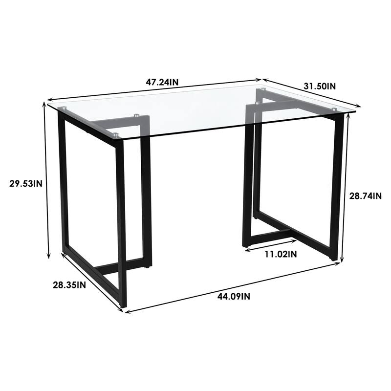 47.2 Inch Modern Tempered Glass Home Kitchen Restaurant Dining Table - 47.2 inches